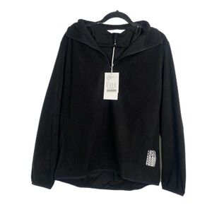 Rains Women’s Black Fleece Pullover 1/2 Zip W/ collar, Size M NWT